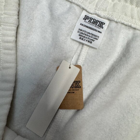 Victoria's Secret PINK Fleece Sweat Shorts New With Tags Size XXL Cream White - Picture 7 of 7